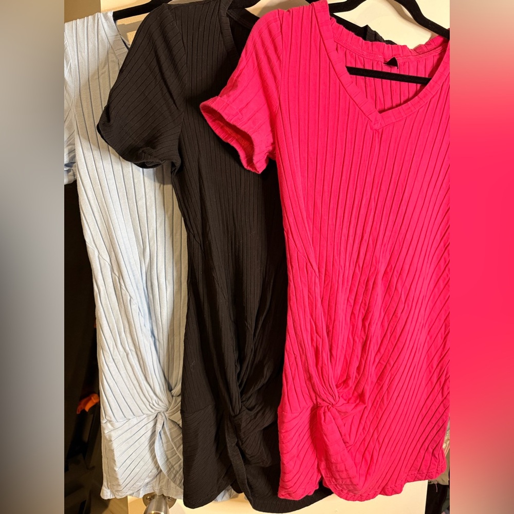 •BUNDLE• SHEIN Ribbed Tie Front T-Shirt Set of 3
